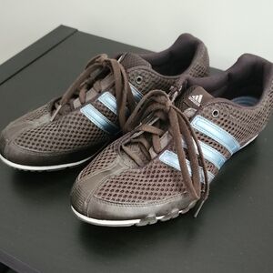 Adidas Women's Athletic Shoes in Brown with Blue Stripes